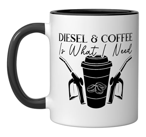 Diesel And Coffee Gas Station Attendant Mug Black/White