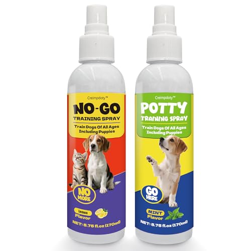 Creimpdoty Pet Training Spray Set, No-Go Lemon and Potty Mint Training Sprays for Dogs and Puppies (5.75 fl.oz)