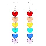 hoyuwak Pendientes de orgullo arcoíris LGBT para mujer, bisexuales, lesbianas, corazón, acrílico, para mujer, regalos de orgullo