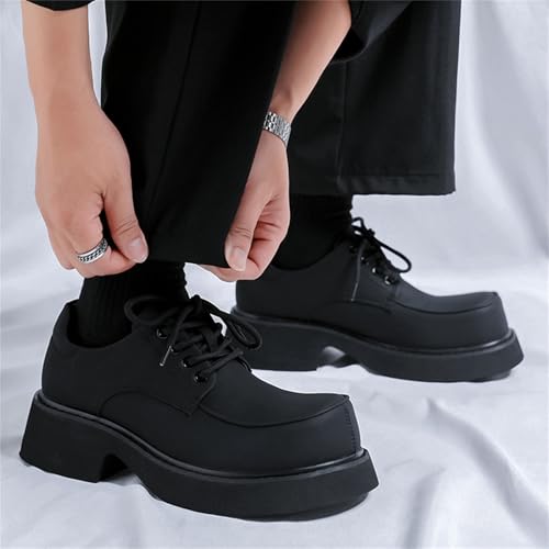 Image of Men's Fashion Platform Genuine Leather Dress Shoes Height Boosting Chunky Oxfords Shoes Casual Party Dating Prom
