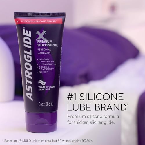 Image of Astroglide Silicone Lube (3oz), X Premium Gel Personal Lubricant for Vaginal and Anal Sex, No Drip Stay-Put, Lube for Men, Women and Couples, Waterproof-for Water Play (Pack of 2)
