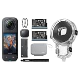 Insta360 X5 Essentials Bundle + Pro Dive Case - Kit per action camera impermeabile 8K a 360°, custodia Pro Dive, bastone invisibile per selfie e protezioni per lenti