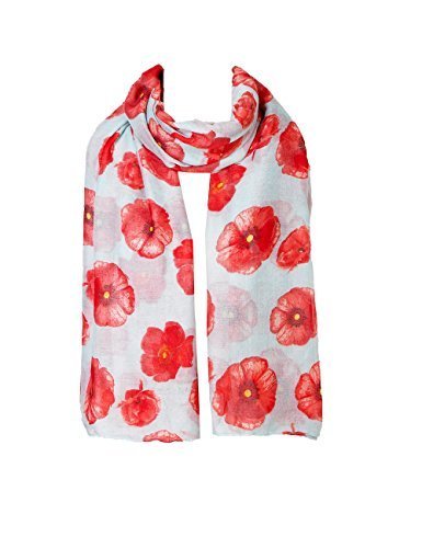 World of Shawls Ladies Womens Colorful Long Soft and Warm Poppy Flower Print Scarf Sarong (Aqua)