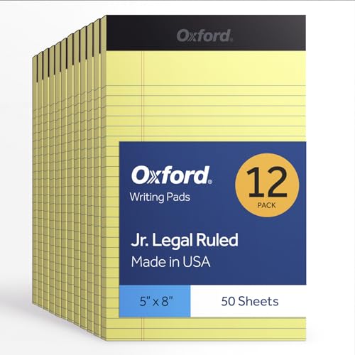 Oxford Legal Pads, 5 x 8 Inch, Narrow Ruled, Yellow Paper, 50 Sheets per Pad, 12-Pack Notepads for Lists, Notes, and Daily Tasks, Compact Size, Double-Sided Writing Pages image 4