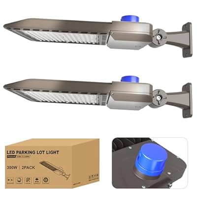 JC-LGL 300W LED Parking Lot Light 2Pack, LED Shoebox Light with 42000LM 5000K Daylight, IP65 Waterproof Dusk to Dawn Parking Lot Light with Arm, Dimmable Area Light for Parking Lot Sports Stadium