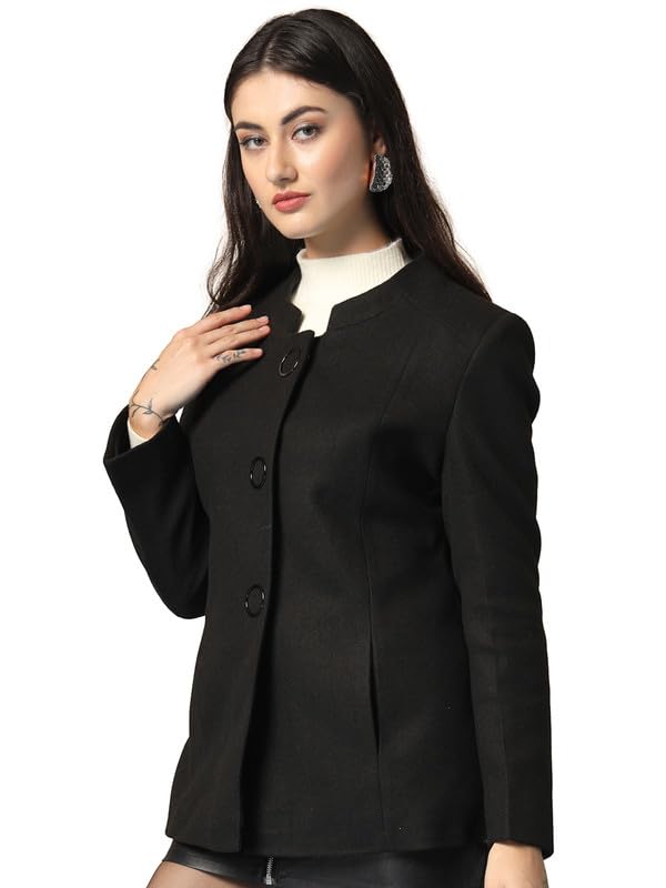 CHKOKKO Polycotton Winter Wear Double Breasted Long Coat for Women CHKOKKO Polycotton Winter Wear Double Breasted Long Coat for Women