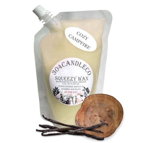 304CandleCo Large Squeeze Soy Wax Melt - 50 SCENTS! - Highly Fragrant &amp; Hand-Crafted - Easy Mix &amp; Match - American Made - Perfect for Wax Warmers (8oz, Cozy Campfire)