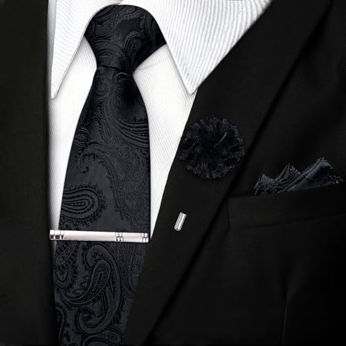 Image of DiBanGu Silk Zipper Ties for Men, Formal Pre-tied Necktie | Adjustable Tie,6PCS,Various Design Styles,Jacquard Woven,Skin-friendly,Practical Gift,Great for Wedding Party,Business Formal