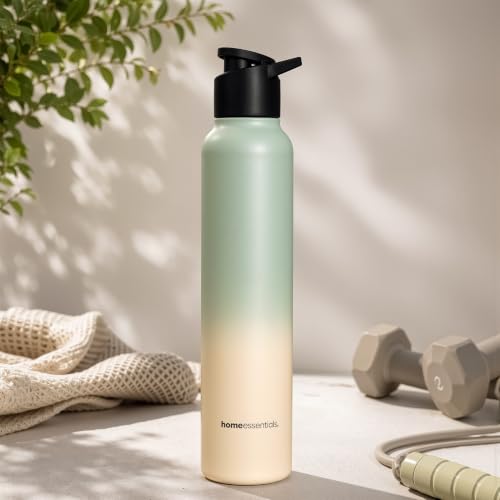 Image of HomeEssentials Premium Stainless Steel Water Bottle - Single-Wall 1000ml | Single-Wall Insulated Leakproof Stainless Steel Lid | Unbreakable, BPA-Free, Fridge Bottles for Home, Office, School, Travel