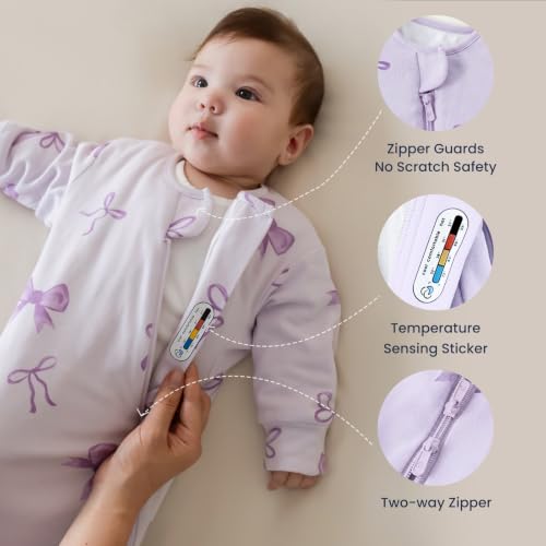 Image of KaiyaBaby Organic Cotton Baby Sleep Sack, Long Sleeve 1.0 TOG, 6-18M
