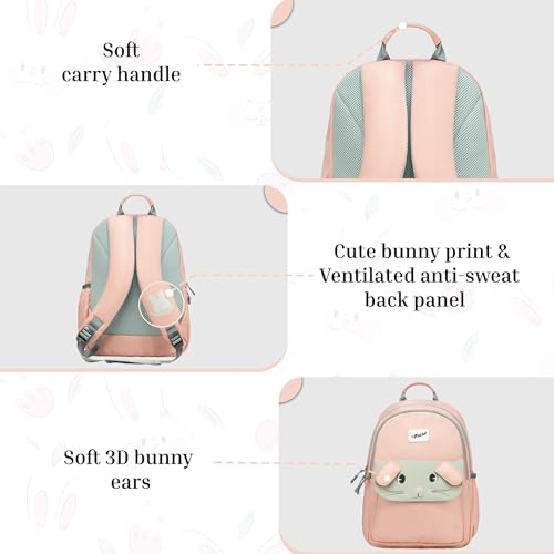 Image of F Gear Bunny Blushing Peach 22L School Backpack|Premium & Soft Touch | Unisex Kids School Bag with Two Spacious Compartments and Front Pocket, with Bottle Holder|Ideal for School, Daily Use & Travel
