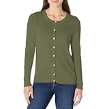 Amazon Essentials Damen Leichte Rundhalsstrickjacke (Erhältlich In Übergröße), Olivgrün, M