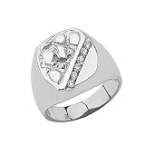 Nugget Rings Men's Solid Sterling Silver Diamond (Size 7)