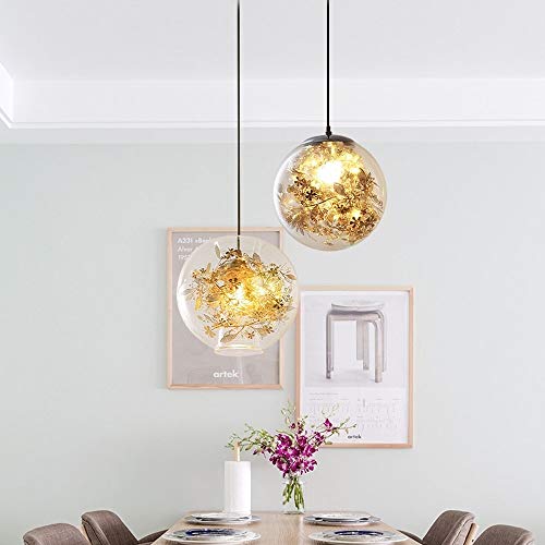 Suspension industrielle en verre soufflé or globe de plafond chic LED E27