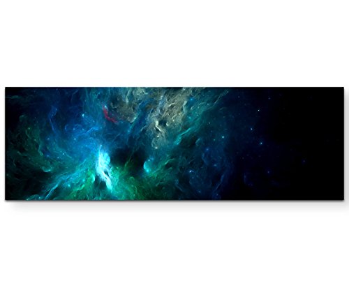 Paul Sinus Art abstraktes Bild – Universum in Blautönen - Panoramabild auf Leinwand in 120x40cm