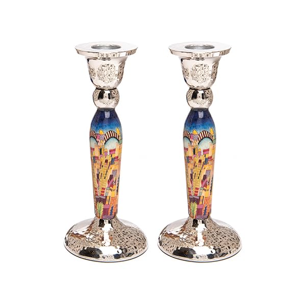 Yair Emanuel Modern Shabbat Candle Holders – Star Of David Design In Blue, Judaica Gift - View #8