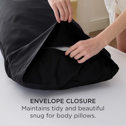 Bedsure Body Pillow Cover, Cooling Body Pillow Pillowcase for Hot Sleepers, Rayon Derived from Bamboo Black Pillowcase, Breathable & Soft Long Pillow Case Cover with Envelope Closure, 20x54 Inches