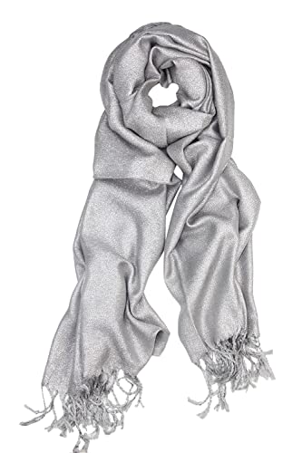 Achillea Sparkly Metallic Pashmina Shawl Wrap for Women – Elegant Scarf for Evening Dresses, Wedding Guests & Party Outfits