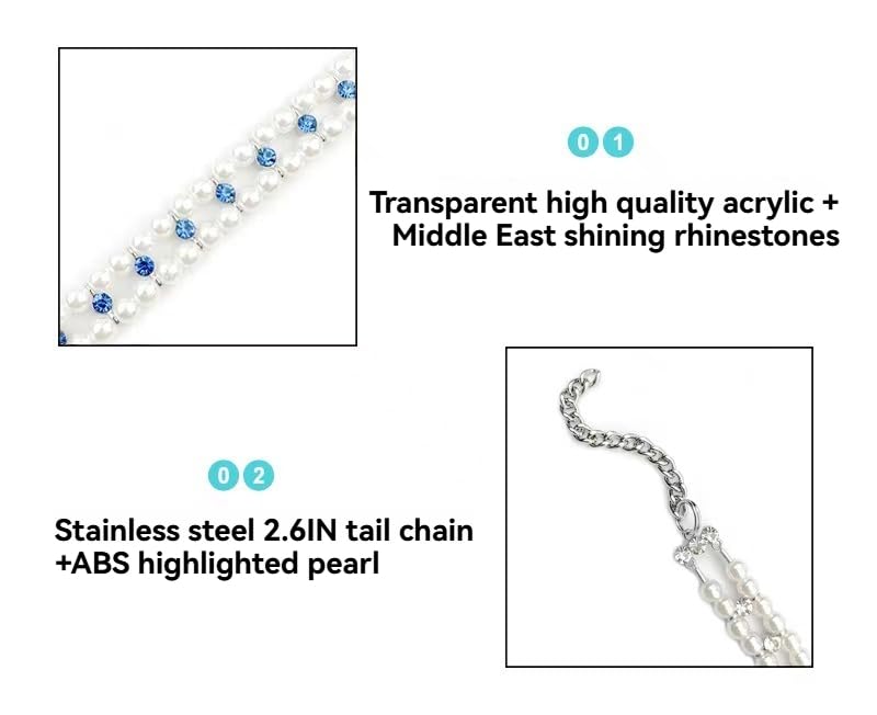 Collier de perles pour chat confortable réglable strass anti irritation - 3