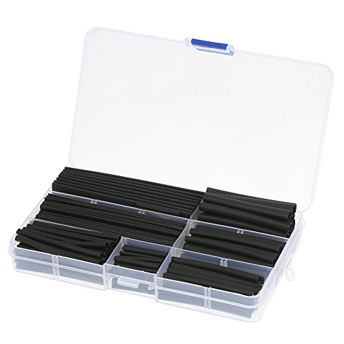 Preisvergleich Produktbild KKmoon 150 Stäcke Wasserdicht Schwarz Schrumpfschlauch Set, Polyolefin Halogenfreies Schrumpfschläuche in 8 Sortiment, Elektrisches Heat Shrink Tube Wrap Wire Kabel Rohr Schrumpfverhältnis 2: 1