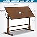 Studio Designs Vintage Drafting Table - Antique Design Solid Wood Drafting Table with Built-In Pencil Groove and Pencil Ledge - Angle Adjustable Work Surface