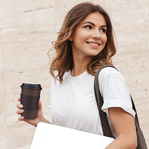 Promora 12 Oz Brown Disposable Coffee Cups With Lids & Sleeves, Hot Coffee Cup Sleeves Disposable, Premium Insulated To Go Coffee Paper Cups With Lids & Sleeves (12 Oz, Pack Of 80) Brown And Black #TOP5