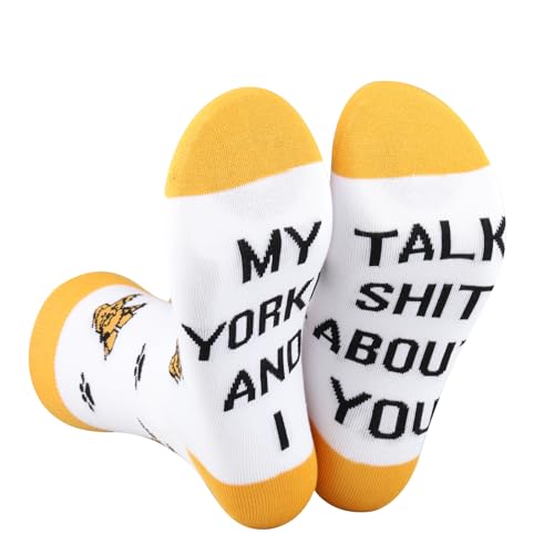 CENWA 1 Pair Yorkie Dog Pet Lover Socks My Yorkie And I Talk Shit About You Socks Gift for Dog Lover (yorkie, Cotton)