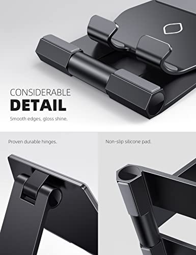 Lamicall Upgrade Super Stable Cell Phone Stand For Desk - Foldable Portable Aluminum Desktop Phone Holder Cradle Dock, Compatible For Iphone 14 13 12 Mini 11 Pro Xs Max Smartphones, Tablets 4-11" #TOP5