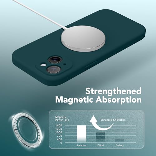 Image of Magnetic for iPhone 14 Case, Compatible with MagSafe, [Full Camera Protection][Screen Protector] Silicone Shockproof Protective Phone Case for iPhone 14 6.1 inch, Deep Blue