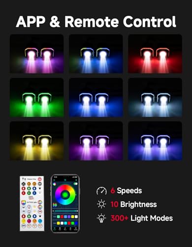 Image of KEMIMOTO Whipless LED Whip Lights, 2 Pack UTV Spot Beam Pods with RGB Halo
