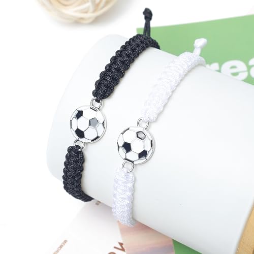MANYC 2pcs Braided Sport Bracelets, Sports Accessories Adjustable, Baseball, Volleyball, Basketball, Soccer, Football Jewelry for Fans, Ideal for Birthday or Halloween Gifts4