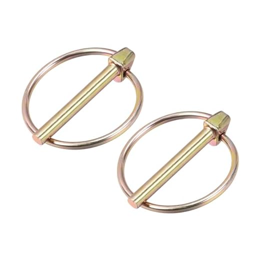 2Pcs 3/16" x 1-1/8" Linch Pin with Ring, Trailer Pins Assortment Kit for Boat Kayak Canoe Trailer Tractor Trolley, Gold
