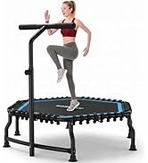 ANCHEER 50" Rebounder Trampoline for Adults- 2026 Foldable Mini Trampoline with Bar- Exercise Tra...