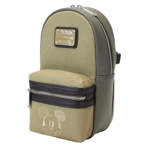 Loungefly Disney Mickey and Friends Faux Leather and Canvas Water Bottle Crossbody Bag2