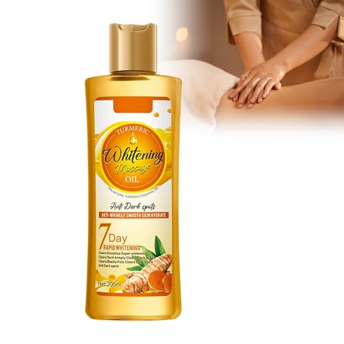 Huile De Massage À La Curcuma, 200ml Huile De Curcuma Douce 7 D'huile De Curcuma Pour Blanchir La Peau Huile Corporelle Douce 7 Éclaircissante Intensive, Huile Massage Hydratante Pour Hommes Et Femmes