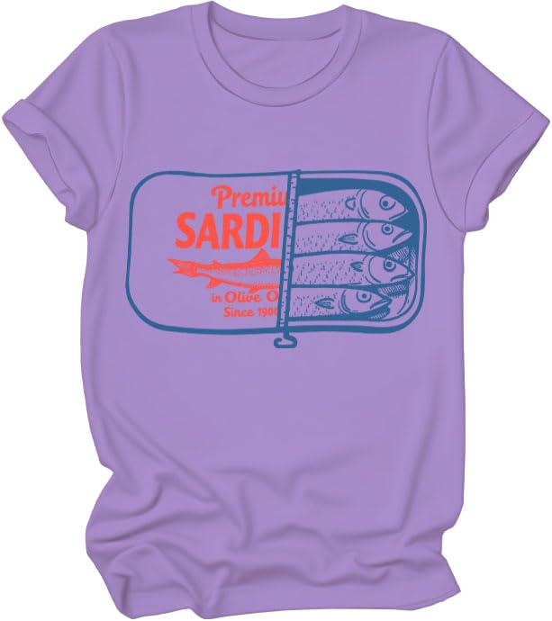 Sardine Shirt, Retro Sardine T-Shirts, Funny Vintage Graphic Shirts Women Man
