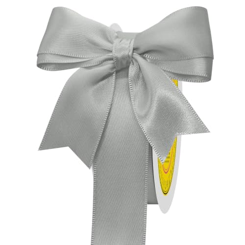 Image of Double Face Silver Satin Ribbon 1 inch X 25 Yards Polyester Silver Ribbon for Gift Wrapping Very Suitable for Weddings Party Hair Bow Invitation Decorations and More