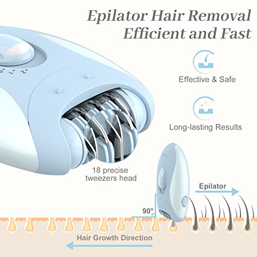 Epilator For Women, Vinsena 2 In 1 Hair Removal Epilator For Women, Cordless Ladies Electric Epilator With Epilator Head & Shaver Head, For Underarms, Legs, Arms, Bikini, With Led Light #TOP2