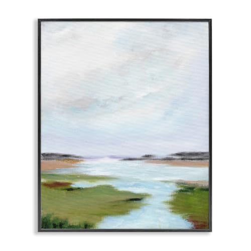 'Tranquil River Soft Dreamy Clouds'| Framed Giclee Art