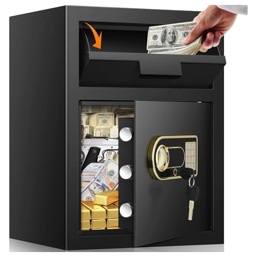 1.2Cub Fireproof Safe with Waterproof Fireproof Money Bag, Safe Box with Digital Keypad Key and Emergency Battery Box, Home Safe for Cash, Jewellery, Important Documents, Guns or Medicines