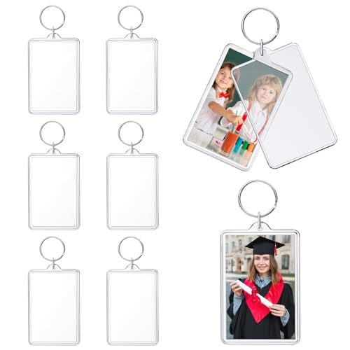 ZZYFGH 8 Pcs Photo Frame Keychain (2 * 3 inch) Picture Frame Keychains Bulk Acrylic Clear Rectangle Photo Keychain for DIY Craft Graduation Gift - Suitable for Photo Size 1.75 inch x 2.75 inch