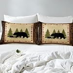 Bear Feuilles de lit Set King Size Rustic Farmhouse Feuille de faune de l'ours Ensemble de feuilles d'ours sauvages Country Cabin Lodge Decor Bedding Set Nature Woodland Bear Paw Print Top Sheet with Pocket Brown Green 4Pcs