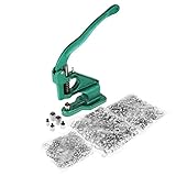 Hand Press Grommet Machine, Heavy Duty Hand Press Grommet Eyelet Machine Industrial Grommet Eyelet Tool Kit Table Mount Hole Punch Tool with 3 Dies and 1500pcs Grommets 6/10/12 mm