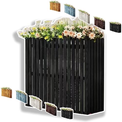 Funda de madera rústica para aire acondicionado, tamaño mediano, para exteriores, para jardín, resistente a la intemperie, elegante y