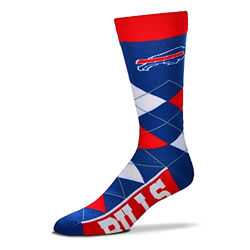 For Bare Feet - NFL Argyle Lineup Men s Crew Socks (Buffalo Bills, Medium (5-10))