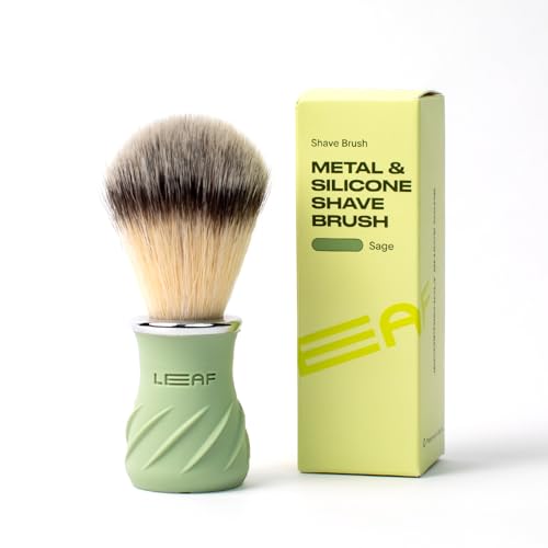 Leaf Shave Grooming Brush - Metal & Silicone Handle, Sage