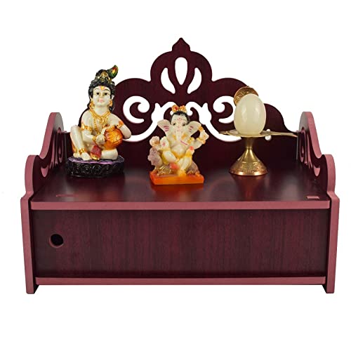 Krupasadhya Wooden Art Wall Mount Temple for Home Shop Office| Puja Mandir |Home Decor Beautiful Wooden Temple (447T)