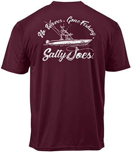 SALTY JOES Fishing Boat Moisture Wicking Graphic T-Shirt-3XL-Maroon
