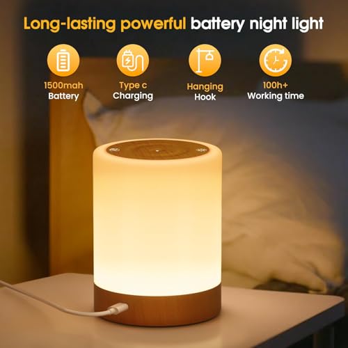 YUNJAYI Kids Night Lights for Bedroom, LED Bedside Table Lamp Touch Dimmable, 13 Colors Changing & 5 Modes, Portable Small Lamp USB Rechargeable Sleep Aid,Eye Caring Baby Night Lamp Nursery with Timer by YUNJAYI - Image 4