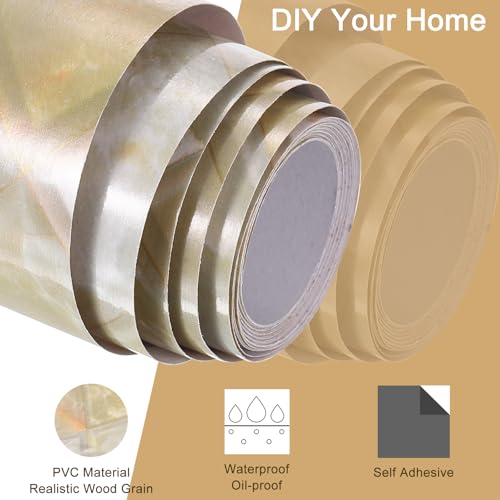 Image of uxcell 33 Ft x 2 Inch Wood Grain Repair Tape, Self Adhesive Wood Colored Tape for Furniture, Floors, Cabinets, Windows, Doors (Rhombic Pattern)